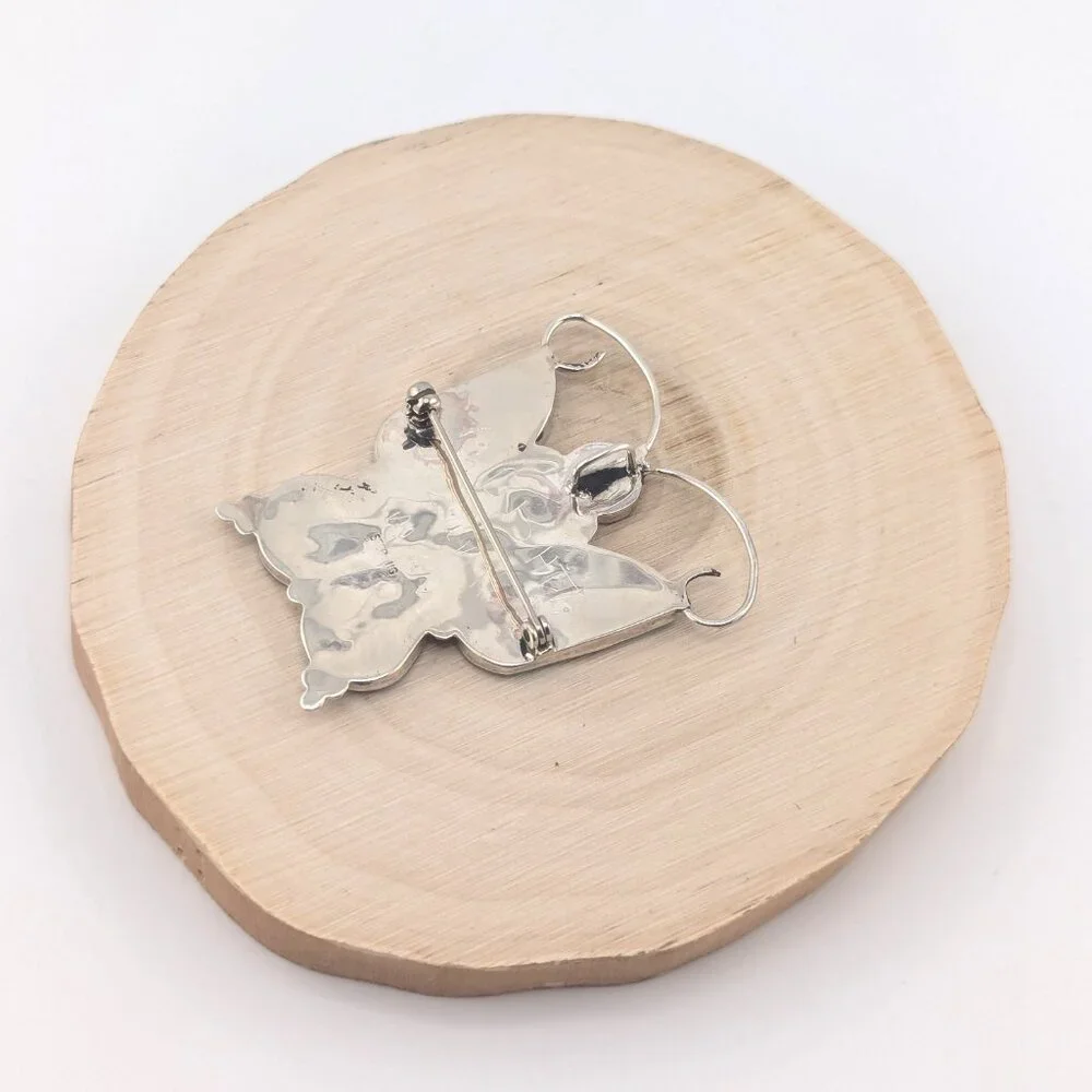 Zuni Butterfly Multi Stones Inlay Brooch Pin Pendant Native‎ American Jewelry **